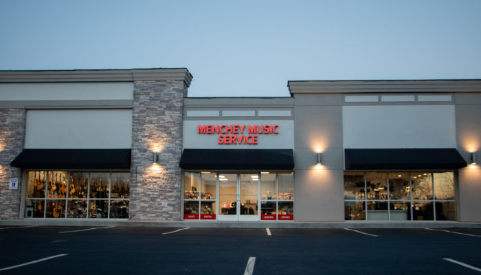 Store front of Menchey Music Hanover, PA.