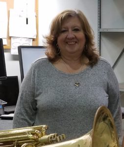 Bonnie Eyler with a tuba.