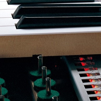 Close up of inside of Yamaha Disklavier piano