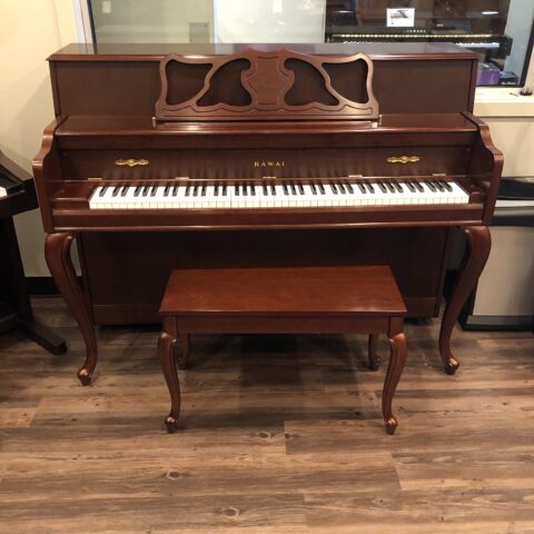 cherry kawai 607qa console piano front view 1