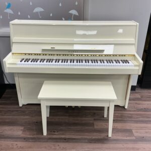 Kawai CE-10 Ivory front view with bench and key cover up
