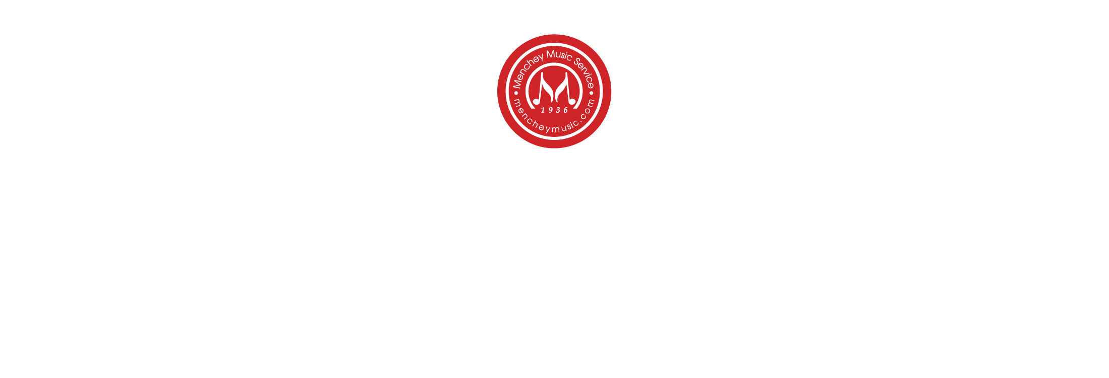 "Give the Gift of Music" text block with Menchey logo.