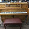 Yamaha M402 Oak front view with bench and key cover open