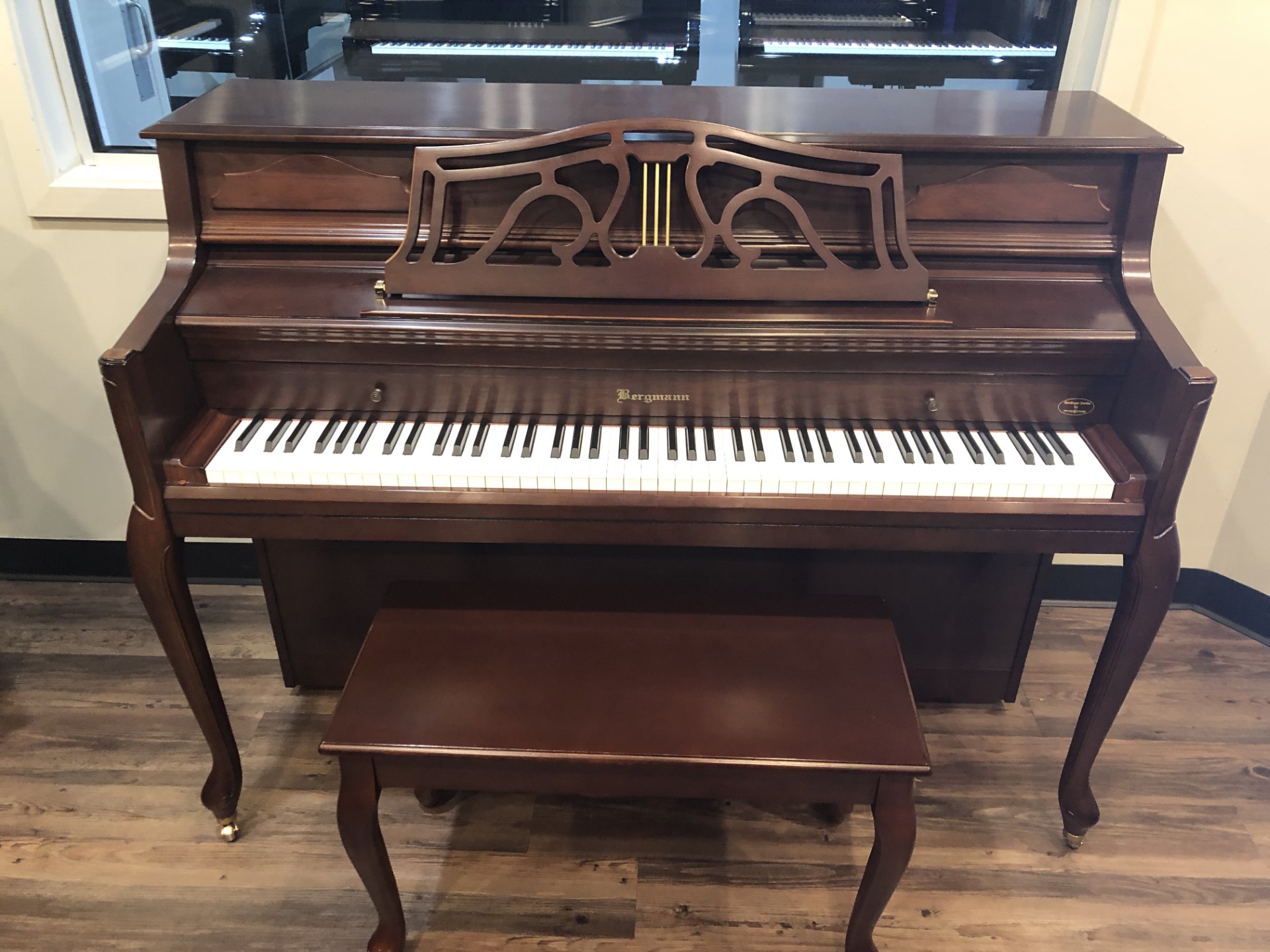 Bergmann- Model BAF108  – Dark Cherry- 43″ Used Upright Piano